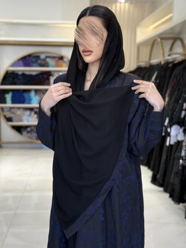 عباية سماهر بقماش اورجنزا ناعم مبطن كحلي