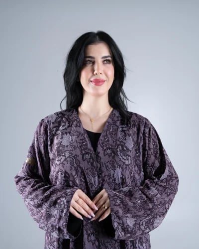 عباية روبي بقماش شيفون بطباعه دبل فيس عودي