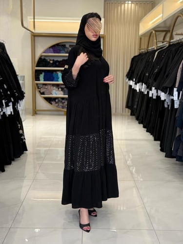 كولكشن العيد | عباية سوزان بقماش كريب ملكي طبقات ش...