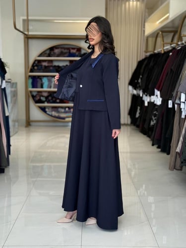 بليزر | أبرار بقماش كريب باربي تركي كحلي (طقم قطعت...