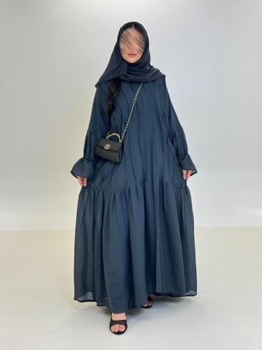 عباية سمر بقماش لنن ناعم مبطن كحلي