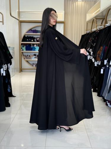 عباية امل بقماش كريب الاناقة دبل كلوش كم مربع