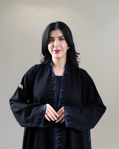 عباية ريتال بقماش كريب سرميك بتطريز كحلي