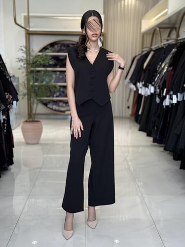 عباية إيليف بقماش كربب باربي تركي اسود ( طقم ثلاث...