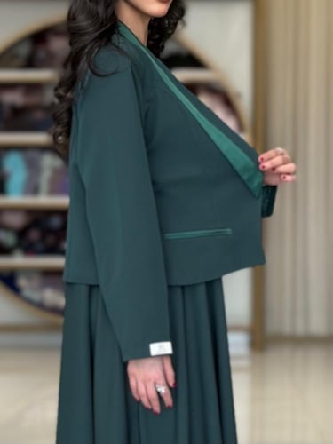 بليزر | أبرار بقماش كريب باربي تركي اخضر (طقم قطعت...