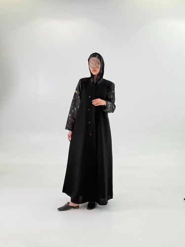 عباية نجات بقماش كريب الاناقة تدخيلات جاكار ناعم م...