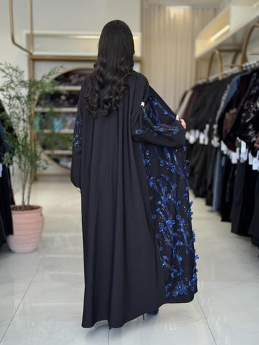 عباية صولا بقماش كريب ايطالي بشك كحلي