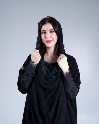 عباية غوايش بقماش كريب ملكي دبل كلوش كم استرتش بدا...