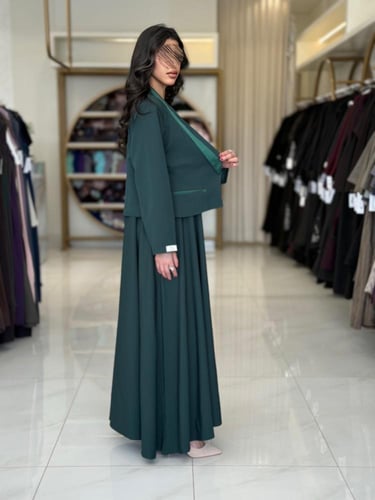 بليزر | أبرار بقماش كريب باربي تركي اخضر (طقم قطعت...