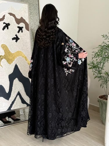 كولكشن العيد | عباية افراح بقماش دانتل فرنسي بشك