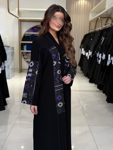 كولكشن العيد | عباية عفاف بقماش كريب الابداع مع رو...