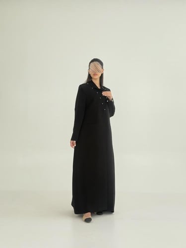 بليزر | عباية لولوه بقماش كريب رموش مزين بلولو