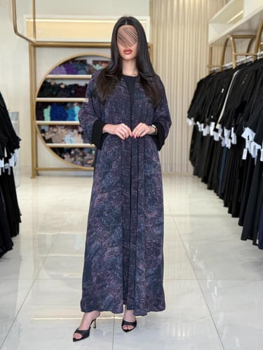 عباية زوينه بقماش شيفون دبل فيس ملون موف