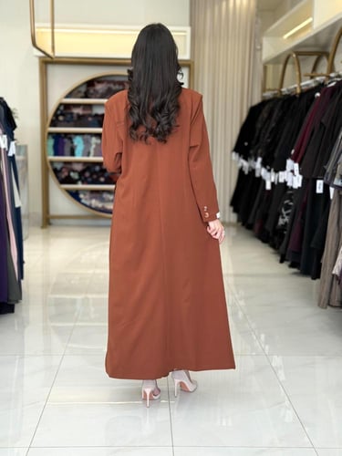 بليزر | عباية اسرار بقماش كريب باربي تركي بني( طقم...