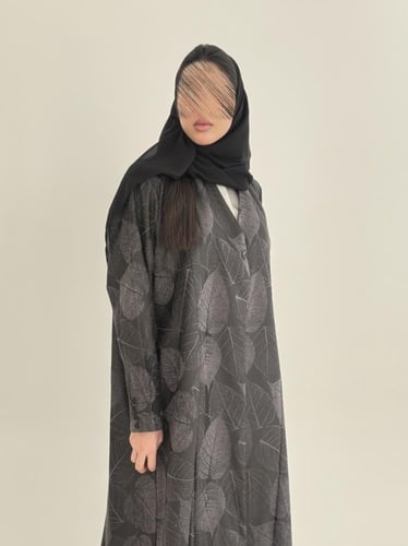 عباية جادي بقماش جاكار رسم اوراق شجر