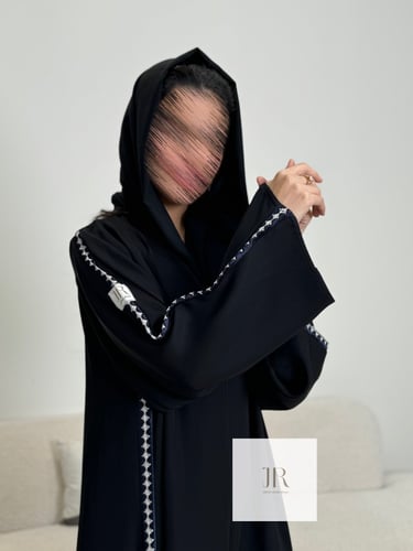 عباية دانيه l بقماش انترنت تدخيلات سدو ناعم - اسود