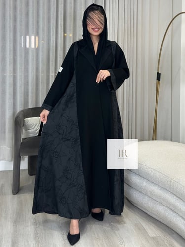 عباية الكلوش صيفي ابو وردة - اسود