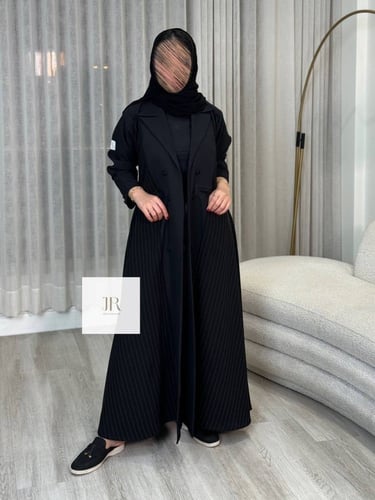 عباية روزان l بليزر الاناقة مزين بازراير - اسود