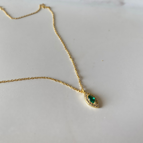 Green zirconia 925 silver necklace