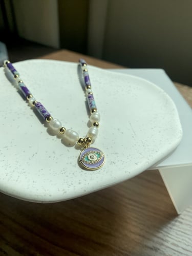 Natural stones stainless steel necklace