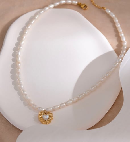 Natural pearl stainless steel necklace