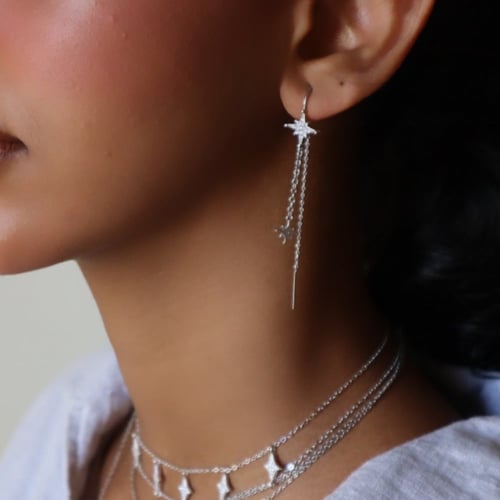 Stainless steel Thread drop earrings