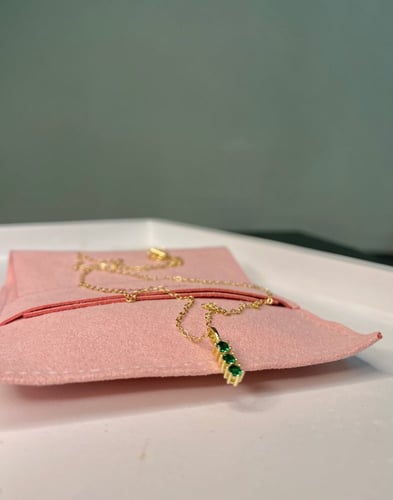 Green zirconia 925 silver necklace