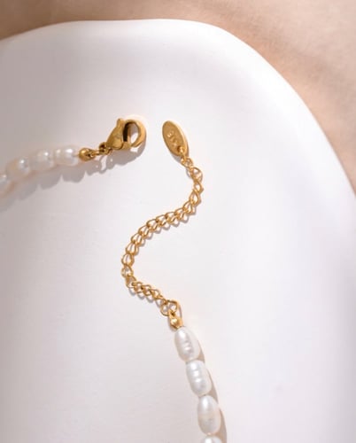 Natural pearl stainless steel necklace