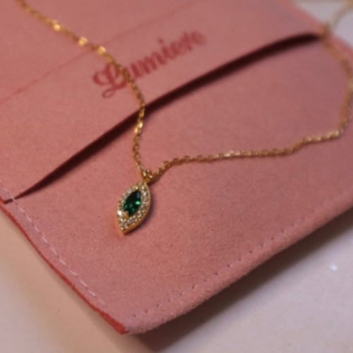 Green zirconia 925 silver necklace