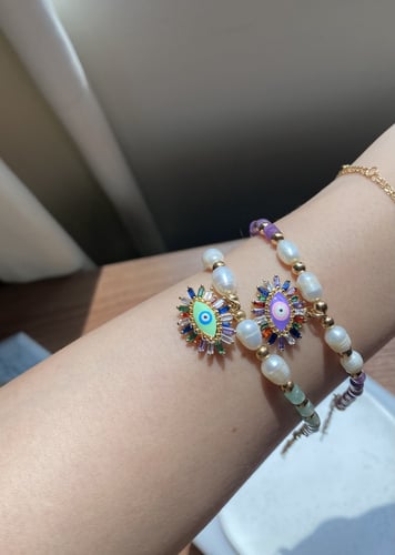 Natural stones stainless steel bracelet