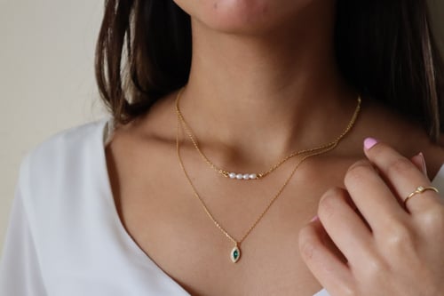 Green zirconia 925 silver necklace