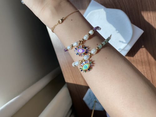 Natural stones stainless steel bracelet