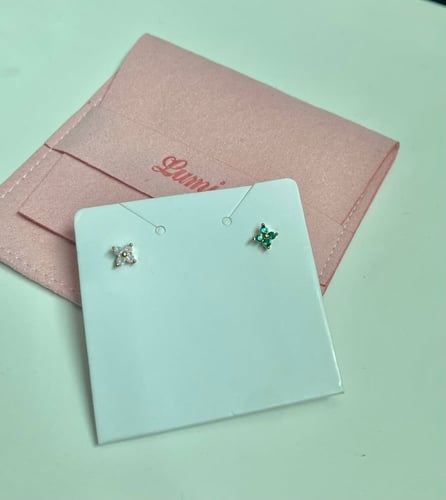 1pc 18k gold plated zirconia studs