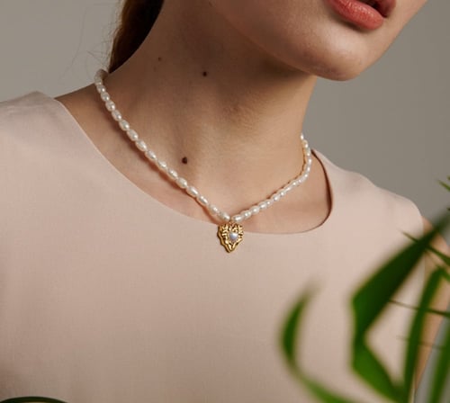 Natural pearl stainless steel necklace