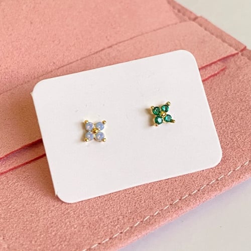 1pc 18k gold plated zirconia studs