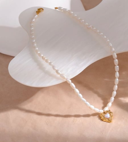 Natural pearl stainless steel necklace