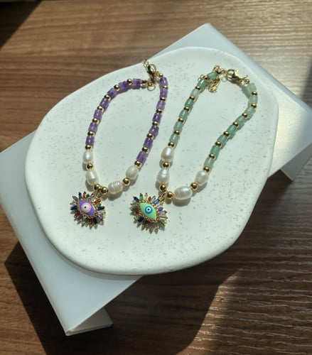 Natural stones stainless steel bracelet