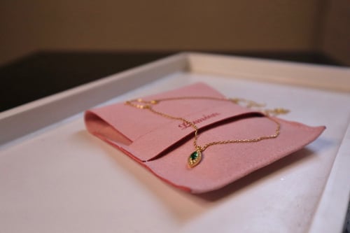 Green zirconia 925 silver necklace