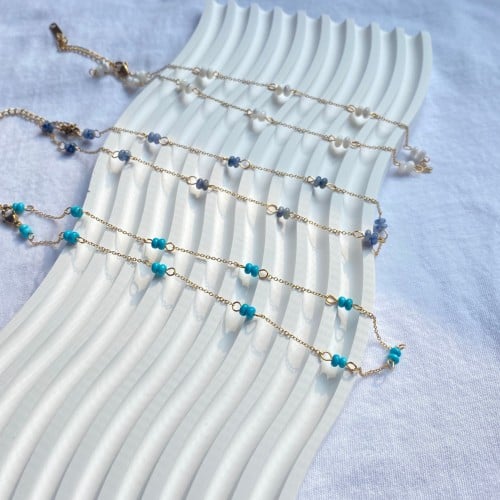 Natural stone stainless steel necklace