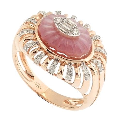 خاتم ذهب عيار ١٨ مزين بالالماس والاحجار الكريمة