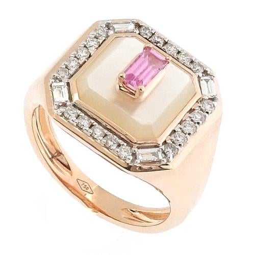 خاتم ذهب عيار ١٨ مزين بالماس والاحجار الكريمة