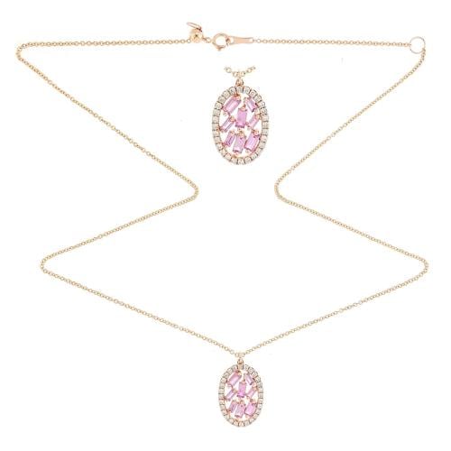 سلسال ذهب عيار 18 مزين بالألماس الأبيض والأحجار ال...