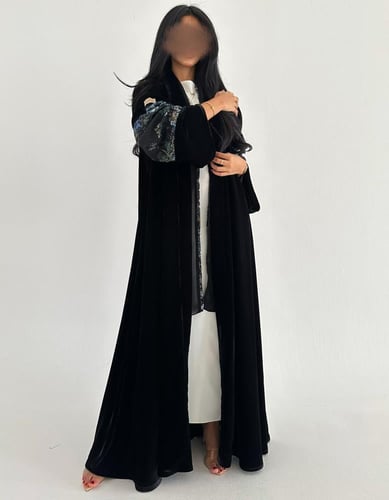 مخمل كوري مع مخمل مشجر في الاكمام كلوش