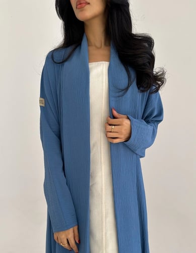 كريب مكرمش كلوش ياقة طويلة عملي