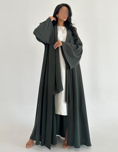 كريب اخضر ياباني عملي كلوش اكمام كلوش