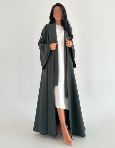 كريب اخضر ياباني عملي كلوش اكمام كلوش