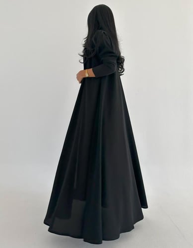 كريب صيفي مطرز اكمام سترتش كلوش عمليه