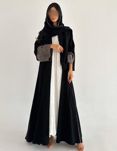 كريب ملكي مع اكمام لنن بني كلوش