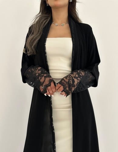 كريب مع دانتيل فرنسي فاخر جوانب وأكمام