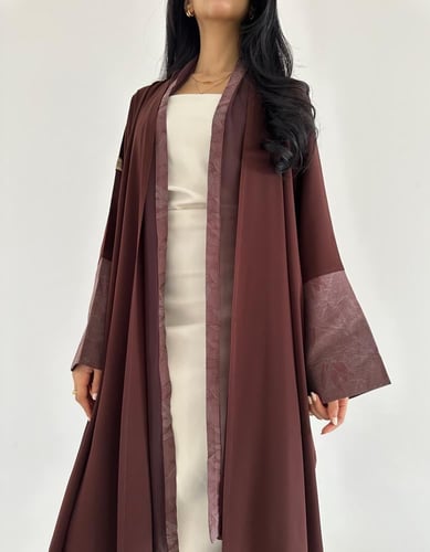 كريب عنابي نص بشت مع لنن مغسول مورد